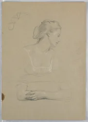 Rajz, tanulmány a "Martha Washington fogadásához", 1860