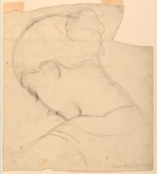 Rajz, Tanulmány a "Római lányhoz", női fej, 1841