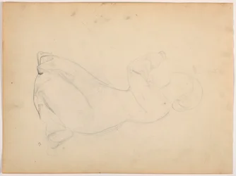 Rajz, Térdelő nő, 1852 körül.