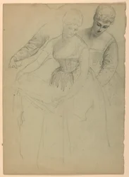 Rajz, Álló nő, külön, 1860