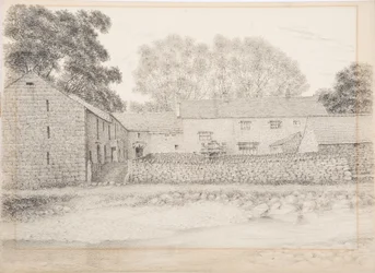 Merton Hall, Appleby, 1916 körül (szén és ceruza a kártyán)