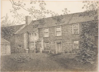 Régi ház Corbyban, Northumberland, 1916 körül (szén, kártya)