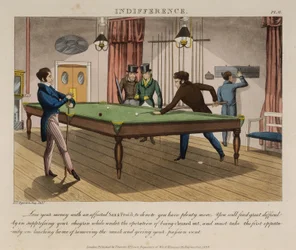 Közöny, 6. tábla a "The Necessary Qualifications of a Man of Fashion" című könyvből, Thomas McLean 1823-ban (színes akvatinta)