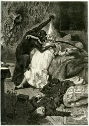 Illusztráció Edgar Allan Poe "Gyilkosságok a Rue Morgue-ban" című művéhez.