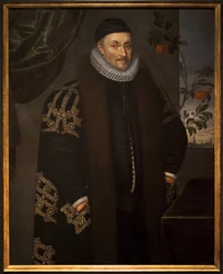 Vilmos (Willem vagy William) Orange-i (1533-1584). Guillaume de Nassau, Orange hercege, Guillaume a hallgatag, Orange Nassau alapítója, Delft (Hollandia) városa előtt leírta. A 17. században egy narancsfa, a család szimbóluma