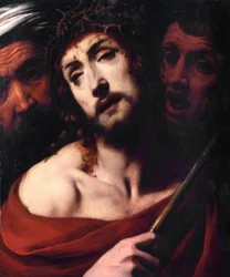 Krisztus megcsúfolása A szenvedő Krisztus arcán tövisek vannak. Daniele Crespi (1598-1630) festménye: 17. századi bazilika San Giovanni, Busto Arsizio Olaszország