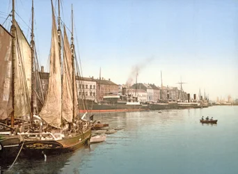Kilátás a Havnegade-ra, Koppenhága, pub. 1900