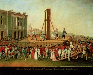Marie-Antoinette (1755-93) kivégzése, 1793. október 16. (olaj, réz)