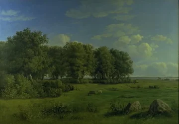 Brandsø szigete a Wedellsborg-erdővel, Funenben, a távolban