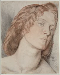 Fanny Cornforth, „Fair Rosamund” tanulmány, 1861 (színes kréták papíron)