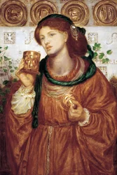 "A szerelem csésze" Dante Gabriel Rossetti (1828-1882) festménye 1867 körül. Méret: 52,6 x 35,9 cm Dél-Ausztráliai Művészeti Galéria Adelaide Australia