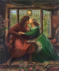 Paolo (Malatesta) (1246 körül vagy 1248-1285 körül) és Francesca da Rimini (vagy da Polenta) (1255-1285) – Dante Alighieri (1265) "La Divina Commedia" (Az isteni színjáték) szereplőjének ábrázolása - 1321) - Dante Gabriel Rossetti (1828-1882) munkája