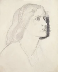 Ruth Herbert kisasszony portréja, valószínűleg 1858 (grafit tollal és fekete tintával fehér papíron)
