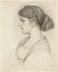 Fanny Cornforth profilból ábrázolt mellszobra