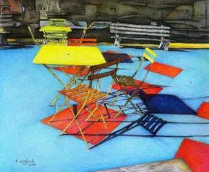 Patio Chairs, 2018 (ceruza, tus, papír)