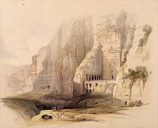 Petrai feltárt kúriák, 1839. március 7., 103. tábla a „Szentföld” III. kötetéből, Louis Haghe (1806-85) kocsma metszetével. 1849 (litó)