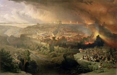 Jeruzsálem pusztulása Kr. u. 70-ben, Louis Haghe (1806-85) metszete