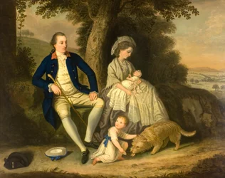 Charles Watson, Esq és felesége, Lady Mary portréja két gyermekükkel, James-szel és Anne-vel egy tájban