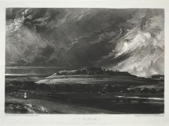 Különféle tájtárgyak, jellemző angol tájképek John Constable, R.A. által festett képekből: Old Sarum