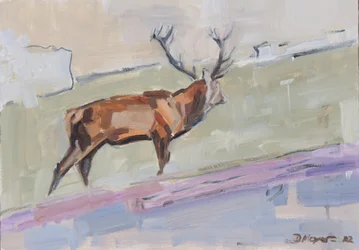Red Deer Stag 2022 (olaj, panel)