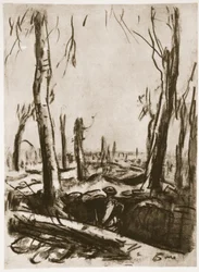 Romos lövészárkok a Mametz erdőben, illusztráció a Country Life Ltd. által kiadott "The Western Front" című könyvből.