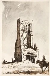Becordel Becourt romos tornya, illusztráció a Country Life Ltd. által kiadott "The Western Front" című könyvből.