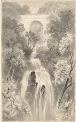 Vízesés látképe (recto); Tájtanulmány (verso)