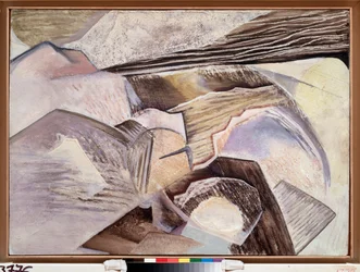 Kubista kompozíció – David Petrovich Sterenberg (1881-1948) festménye, olaj, fa