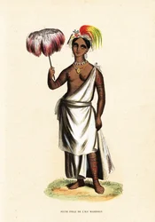 Piteenee, egy fiatal nő Nuku Hiváról, Marquesas-szigetekről (Francia Polinézia)