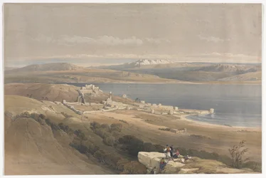 Tiberias városa a Galileai-tengernél, Hebron felé néz