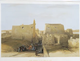 Egyiptom, luxori templom, David Roberts metszete