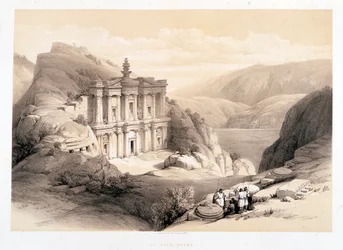 El Deir, Petra, 1839.08.03-án készült rajz „A Szentföldön”, London-1849