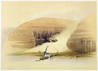 Abu Simbel feltárt temploma, Núbia, Egyiptom, 1845