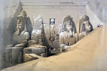 Abu Simbel nagy templomának homlokzata, Núbia, 19. század