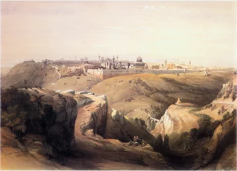 A Szentföldön: Jeruzsálem, a Betániába vezető útról (metszet).