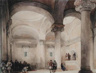 Egy mecset belseje, 1835 körül (akvarell, papír)
