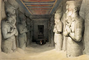 "Abu Simbel templomának belseje", Núbia, Egyiptom, 1845