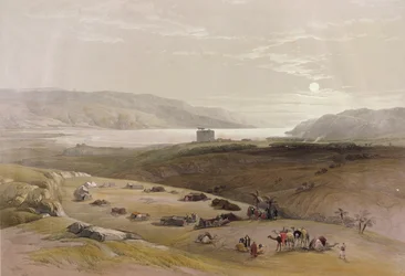 Jerikó, 1839. április 3. a „The Holy Land” II. kötetéből, amelyet Louis Haghe (1806-85) metszett Londonban, 1842-ben.