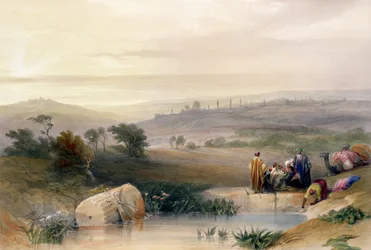 Jeruzsálem, 1839. április, 22. tábla a "The Holy Land" I. kötetéből, metszette Louis Haghe (1806-85) pub. 1842