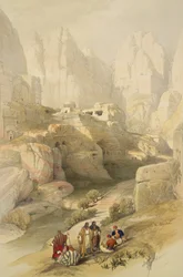Petra, 1839. március 10., 104. tábla a "The Holy Land" III. kötetéből, metszette Louis Haghe (1806-85) pub. 1849