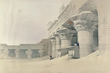 Hórusz temploma, Edfu, az „Egyiptom és Núbia” című műből, Louis Haghe (1806-85) metszete, Londonban kiadva, 1838