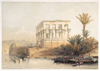 A philaei Hypaethral templom, a fáraó ágya, Egyiptom, 1849