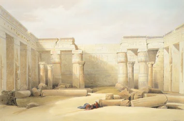 Medinet Abu temploma Tebe-ben, David Roberts, metszet