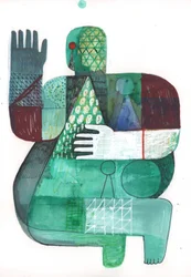 Bodies of Land and Water 1, 2023 (mixed paint on paper)