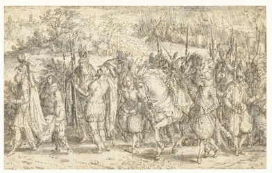 Quintus Fabius Maximus, aki gyalog találkozik fiával Quintus Fabius Maximus Cunctator gyalog megy, hogy találkozzon fiával