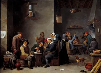 Kabaré belső. A kártyajáték. David Teniers II. azt mondta: Az ifjabb (1610 - 1690) Ec. Láng.