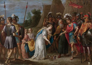 Eustathius közbenjár Armida (Armide) érdekében Godfrey of Bouillonnál (Godefroy de Bouillon)