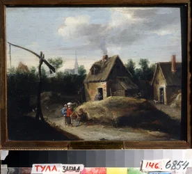 Vidéki táj. David Teniers ifjabb (1610-1690) festménye. Olaj, fa, 29,5 x 34,5 cm. Flamand művészet, barokk stílus. Állami Művészeti Múzeum, Tula (vagy Tolan), Oroszország.