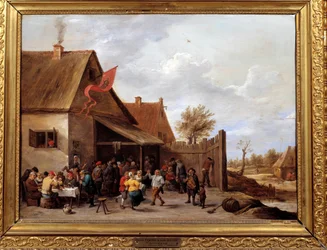 A vásár David Teniers II. festménye a fiatal (1610-1690) 17. századi V. 0,43x0,58 m Montpellier, Musee Fabre