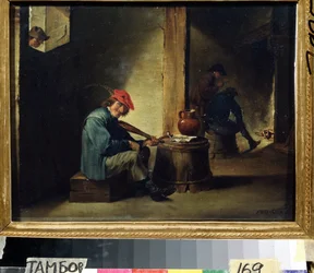 Egy zenész (A Musician). David Teniers ifjabb (1610-1690) festménye. Olaj, fa, 26,3 x 37,8 cm. Flamand művészet, barokk stílus. Regionális Művészeti Galéria, Tambov (Oroszország).